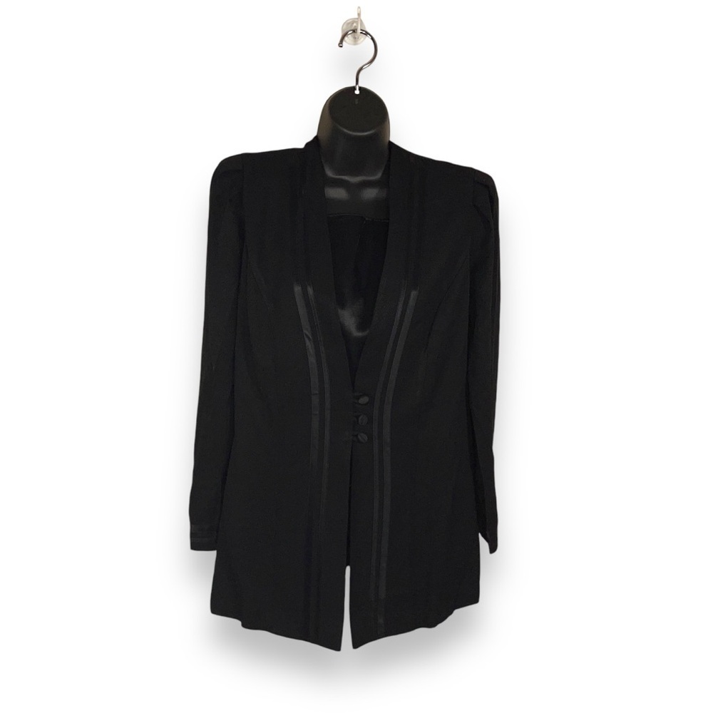 VINTAGE MICHAEL BLAKE 8 PETITE BLACK BLAZER TOP BLOUSE LONG SLEEVE